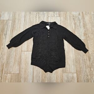Anrabess Oversized Ribbed Sweater Romper